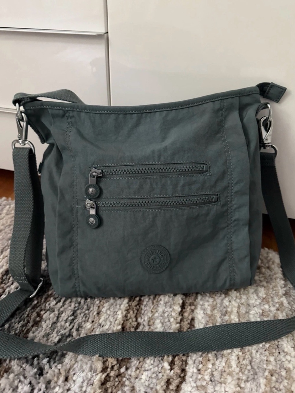 Kipling Dark Green Nylon Crossbody Messenger Bag